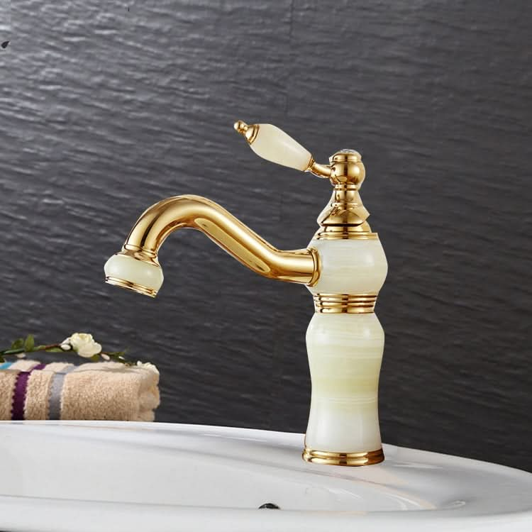 Gold-plated Copper 360-degree Rotating Basin Hot and Cold Water Faucet, Color: Reluova