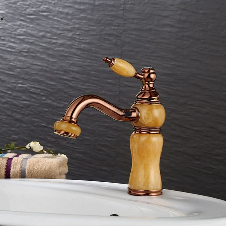 Gold-plated Copper 360-degree Rotating Basin Hot and Cold Water Faucet, Color: Reluova