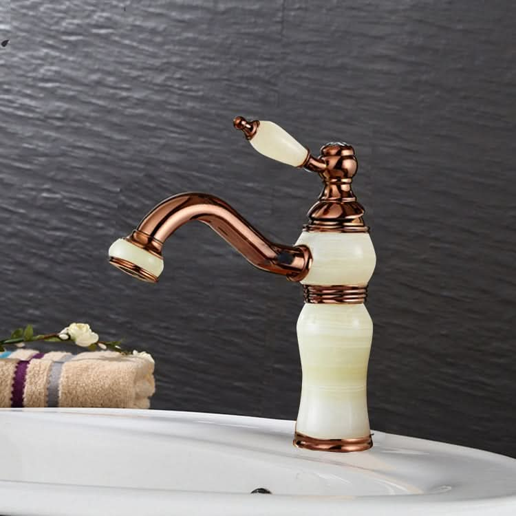 Gold-plated Copper 360-degree Rotating Basin Hot and Cold Water Faucet, Color: Reluova