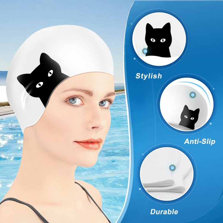 Hy08 Cute Cartoon Print Silicone Swimming Cap, Spec: