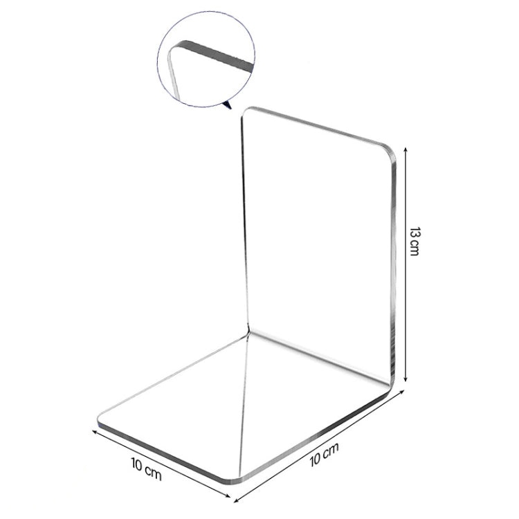 2 PCS Acrylic Transparent Bookstand L-shaped Bookends Bookshelf-Reluova