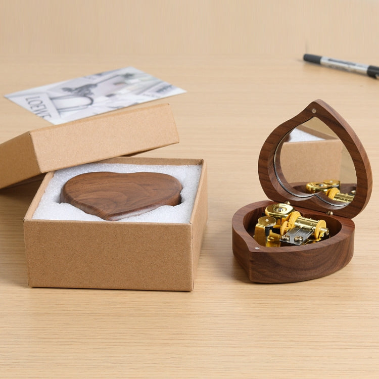 Wooden Heart Shape With Mirror Music Box Ornaments