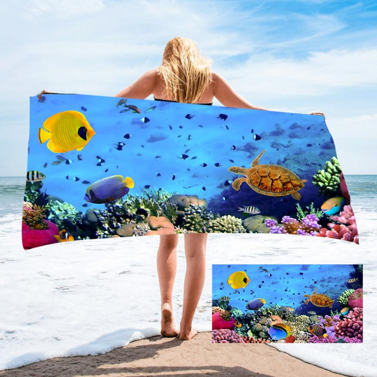 Seaside Portable Microfiber Beach Swim Printed Bath Towel