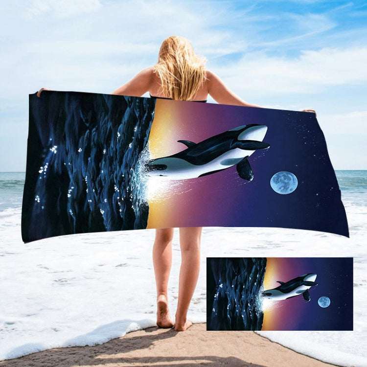 Seaside Portable Microfiber Beach Swim Printed Bath Towel