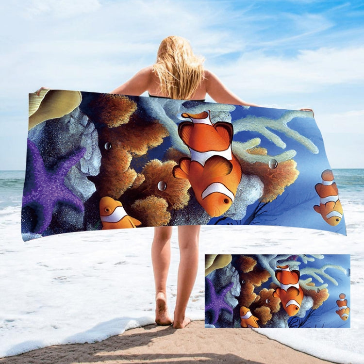 Seaside Portable Microfiber Beach Swim Printed Bath Towel Reluova