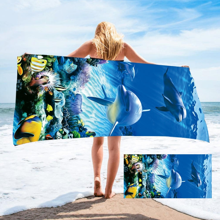 Seaside Portable Microfiber Beach Swim Printed Bath Towel