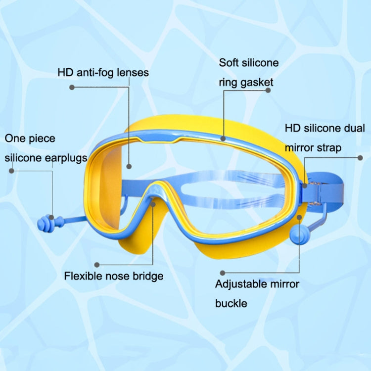 Large Frame Waterproof and Anti-fog HD Transparent Children Swimming Goggles Reluova