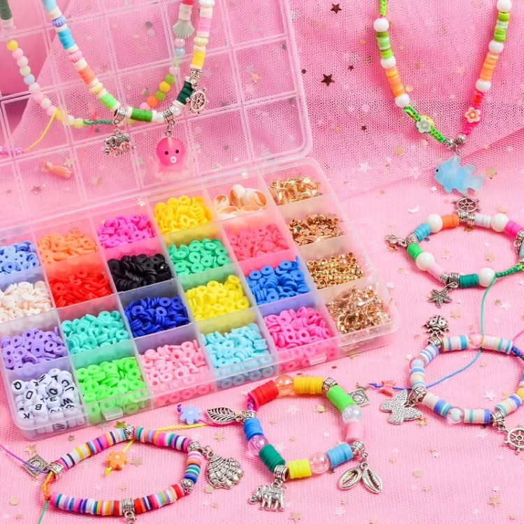 24 Grid 6mm Soft Ceramic Bead Flakes DIY Bracelet Necklace Making Materials Reluova