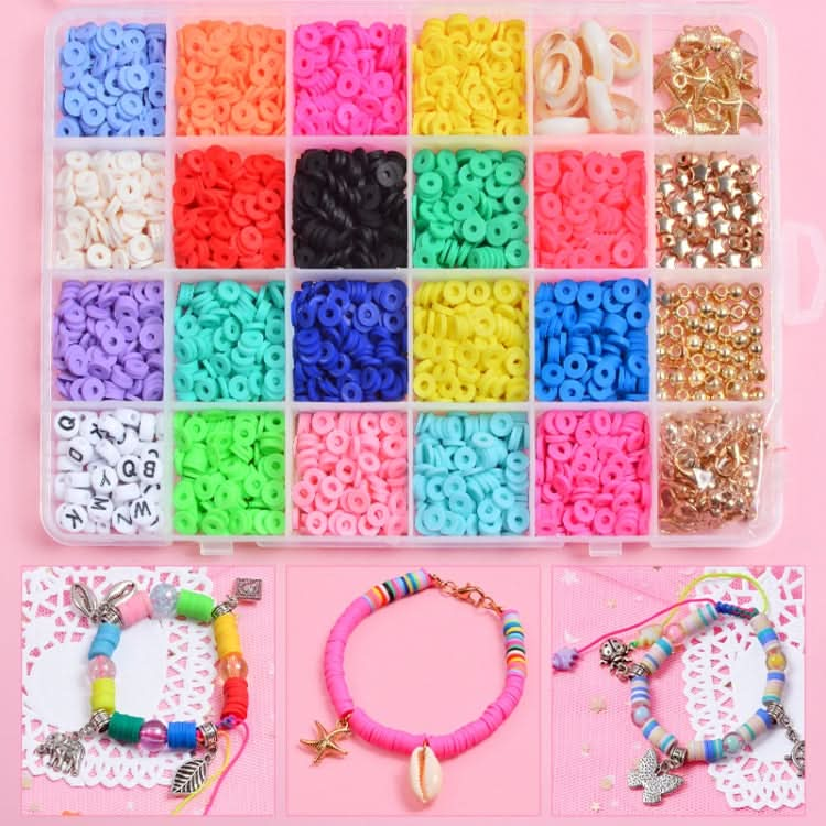 24 Grid 6mm Soft Ceramic Bead Flakes DIY Bracelet Necklace Making Materials Reluova