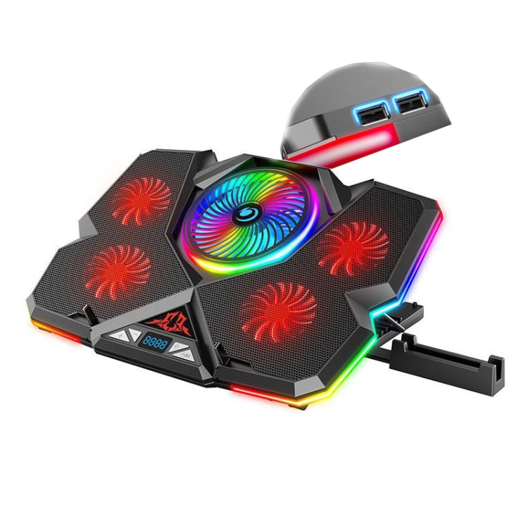 CoolCold  Five Fans 2 USB Ports Laptop Cooler Gaming Notebook Cool Stand,Version: My Store