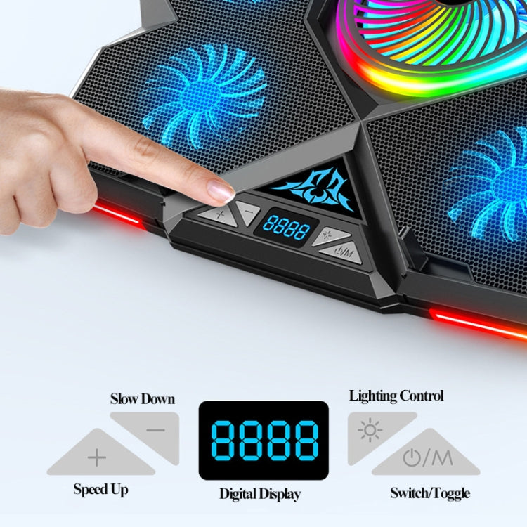 CoolCold  Five Fans 2 USB Ports Laptop Cooler Gaming Notebook Cool Stand,Version: My Store