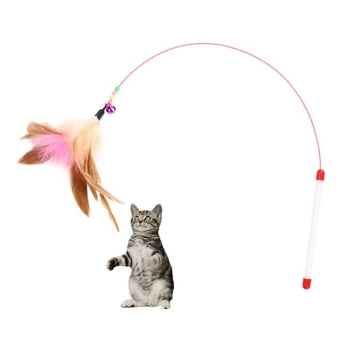 Wire Funny Cat Stick With Bell Cat Toy, Style:  Feather - Reluova