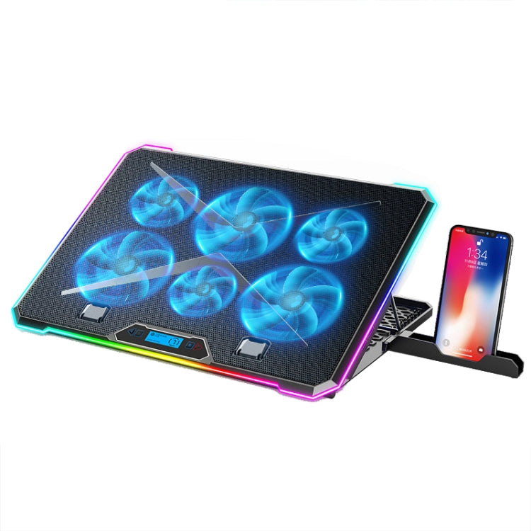 ICE COOREL K15 6-Fans Adjustable LCD Screen Laptop Stand Radiator With RGB Atmosphere Light My Store