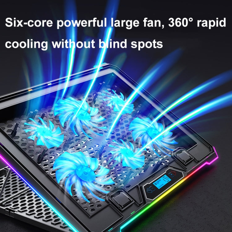 ICE COOREL K15 6-Fans Adjustable LCD Screen Laptop Stand Radiator With RGB Atmosphere Light My Store