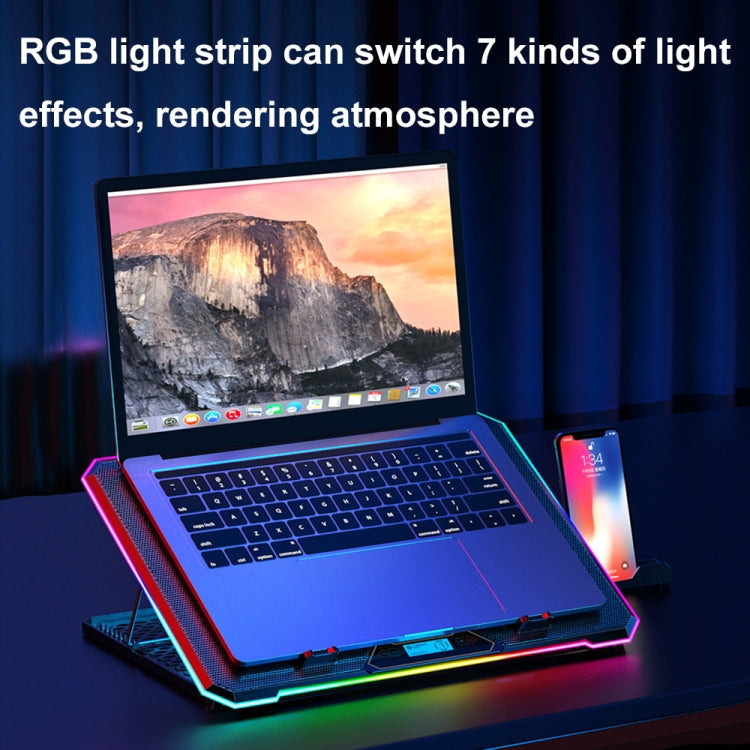 ICE COOREL K15 6-Fans Adjustable LCD Screen Laptop Stand Radiator With RGB Atmosphere Light My Store