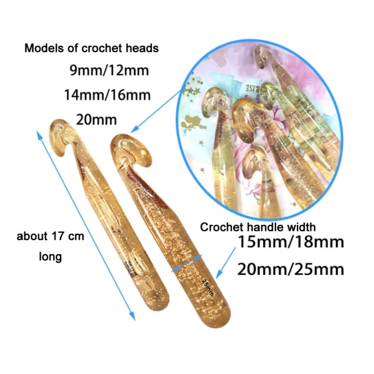 Transparent Bold Crystal Crochet Knitting Tool Set Reluova