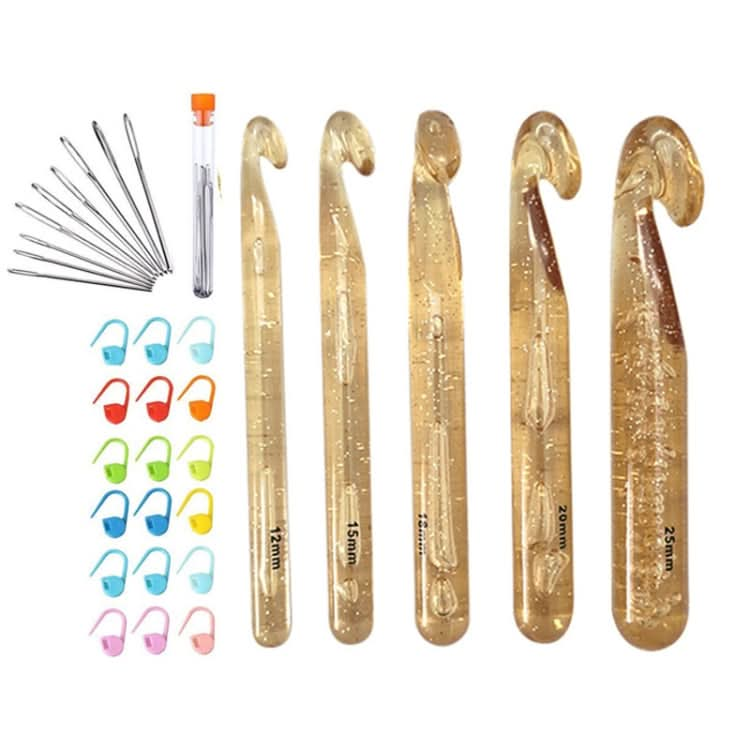 Transparent Bold Crystal Crochet Knitting Tool Set Reluova