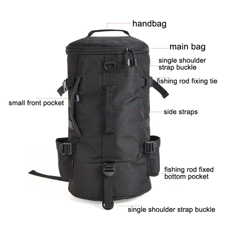 LEO 28085 Cylina Shape Fishing Gear Backpack Fishing Rod Outdoor Shoulder Bag