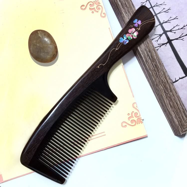 Clover Long Handle Sandalwood Comb Classical Craft Comb,Package: Reluova