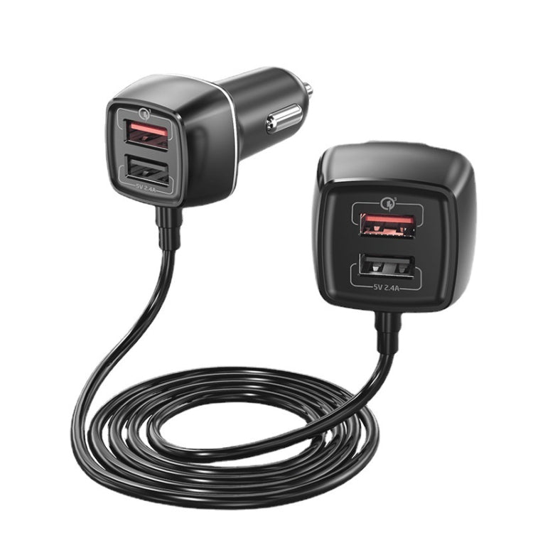 One For Four Car Charger QC3.0 Fast Charge 4USB Car Front And Rear Seat Car Charger, Style: