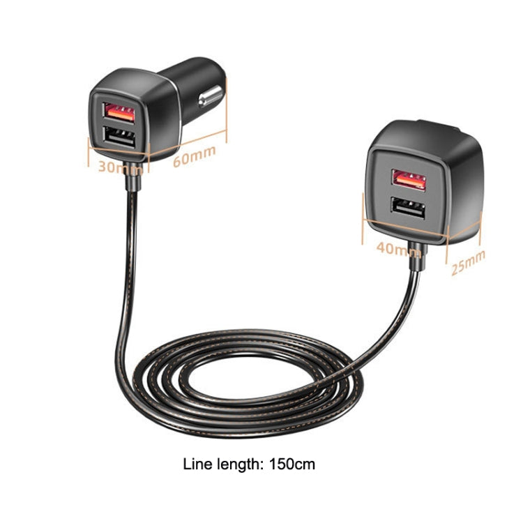 One For Four Car Charger QC3.0 Fast Charge 4USB Car Front And Rear Seat Car Charger, Style: