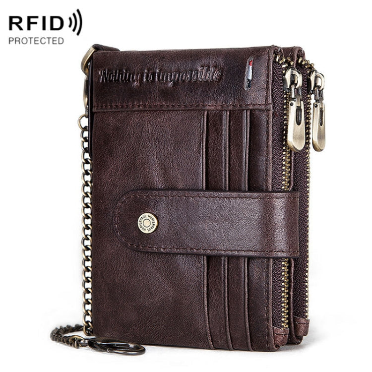 HUMERPAUL BP896 RFID Anti-Theft Brush Dual Zipper Leather Wallet Multi-Card Men Purse My Store