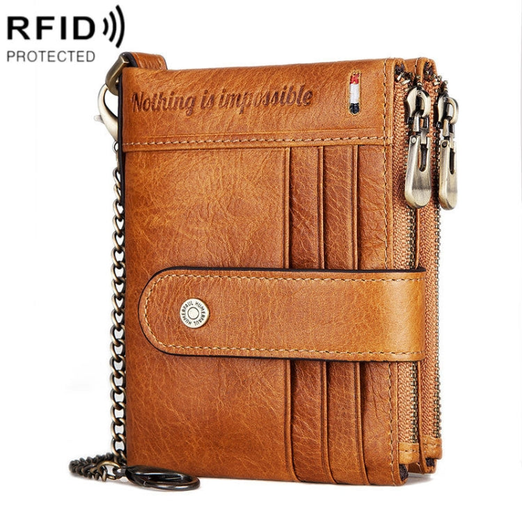 HUMERPAUL BP896 RFID Anti-Theft Brush Dual Zipper Leather Wallet Multi-Card Men Purse My Store