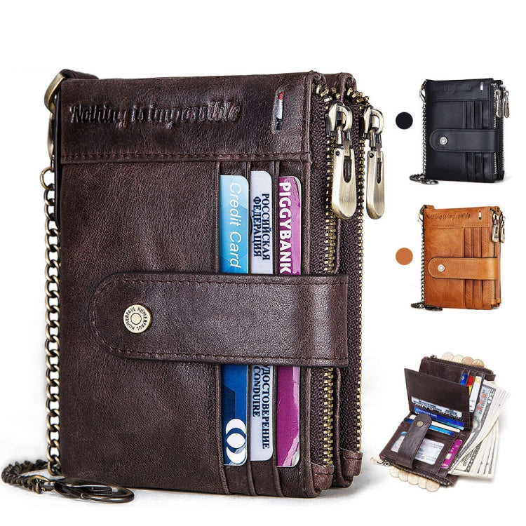 HUMERPAUL BP896 RFID Anti-Theft Brush Dual Zipper Leather Wallet Multi-Card Men Purse My Store