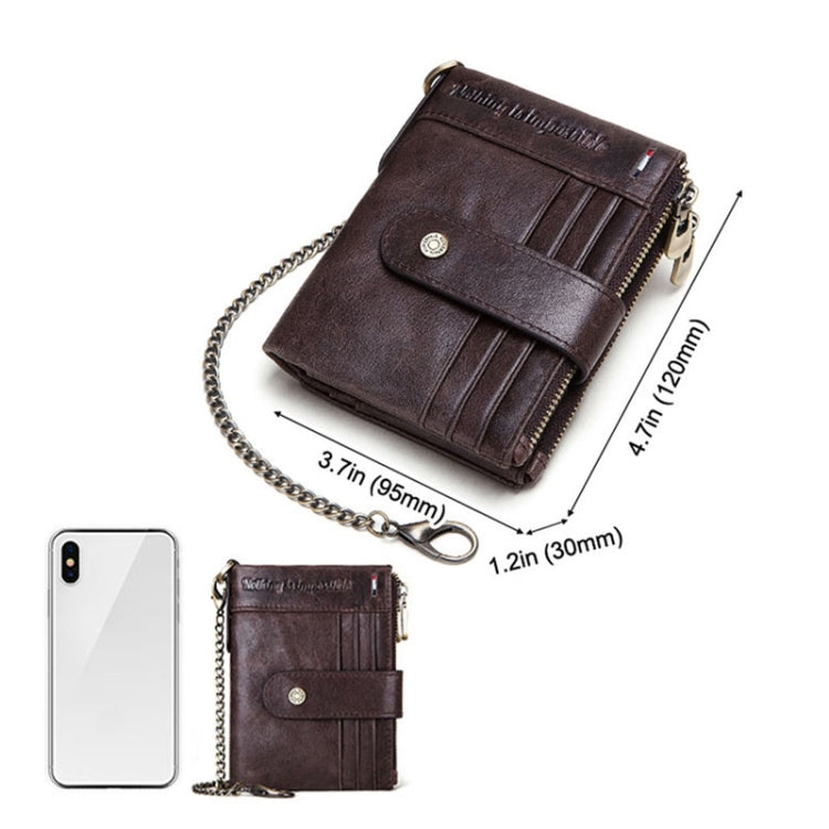 HUMERPAUL BP896 RFID Anti-Theft Brush Dual Zipper Leather Wallet Multi-Card Men Purse My Store