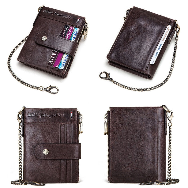 HUMERPAUL BP896 RFID Anti-Theft Brush Dual Zipper Leather Wallet Multi-Card Men Purse My Store