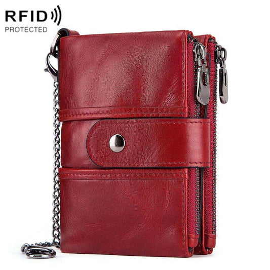 BP804 RFID Anti-Theft Wallet Multi-Function Buckle Zipper Retro Leisure Coin Purse My Store