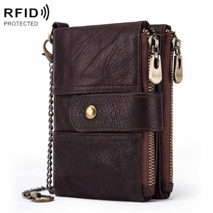 BP804 RFID Anti-Theft Wallet Multi-Function Buckle Zipper Retro Leisure Coin Purse My Store