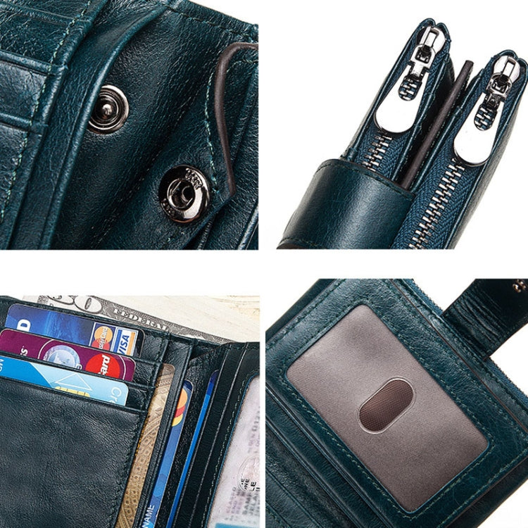 BP804 RFID Anti-Theft Wallet Multi-Function Buckle Zipper Retro Leisure Coin Purse My Store