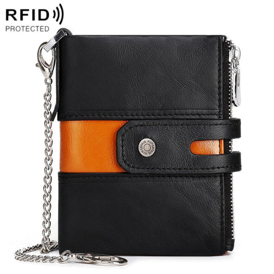 HUMERPAUL BP90 Men Retro Simple Coin Purse Dual Zipper Short RFID Anti-Magnetic Cash Clip My Store