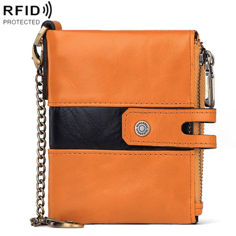 HUMERPAUL BP90 Men Retro Simple Coin Purse Dual Zipper Short RFID Anti-Magnetic Cash Clip My Store