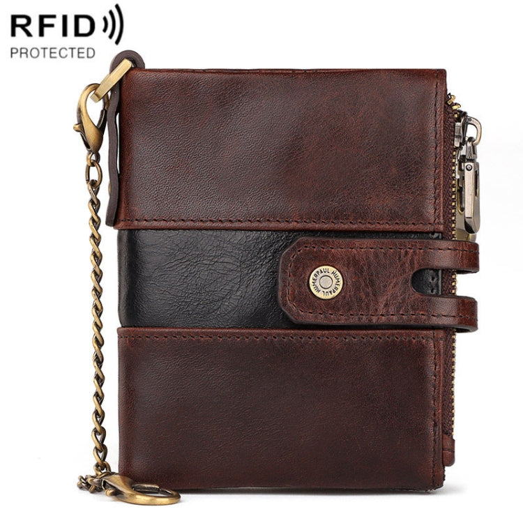 HUMERPAUL BP90 Men Retro Simple Coin Purse Dual Zipper Short RFID Anti-Magnetic Cash Clip My Store