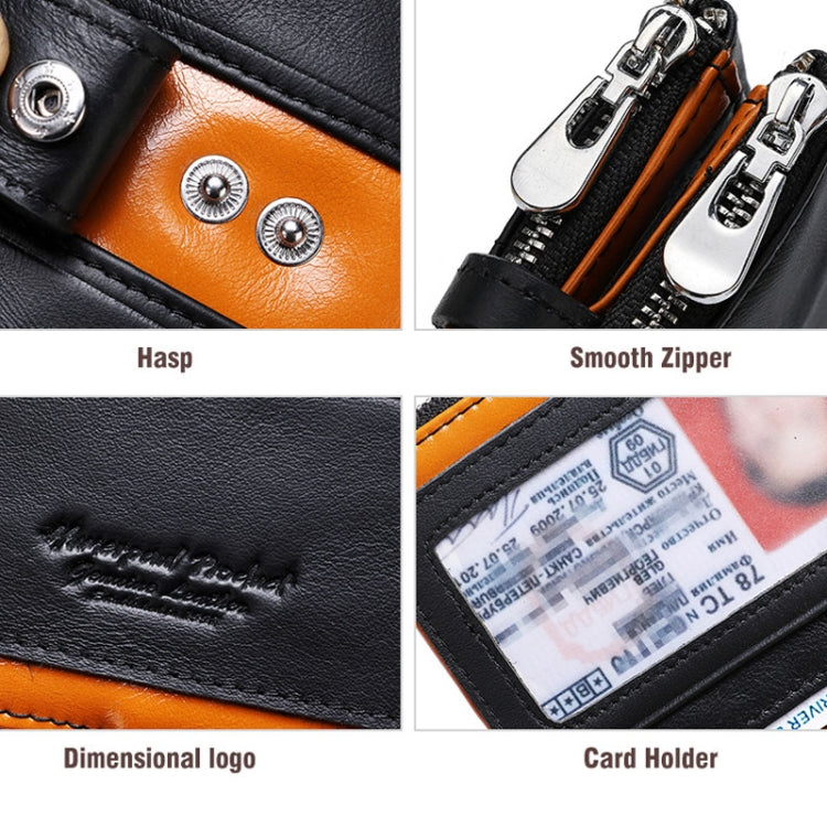 HUMERPAUL BP90 Men Retro Simple Coin Purse Dual Zipper Short RFID Anti-Magnetic Cash Clip My Store