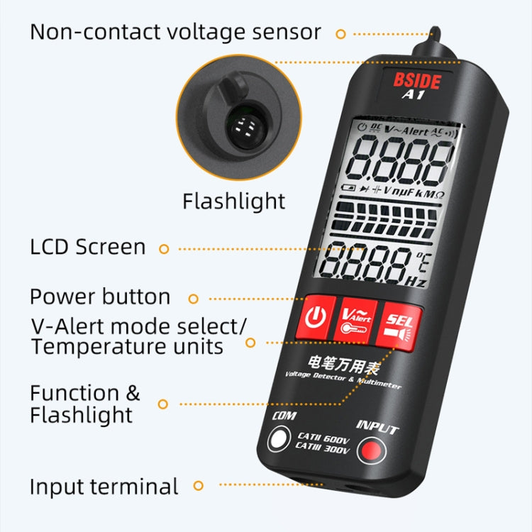 BSIDE A1 Dual Mode Smart Handheld High Precision Detection Electrician Voltage Multimeter Without Battery