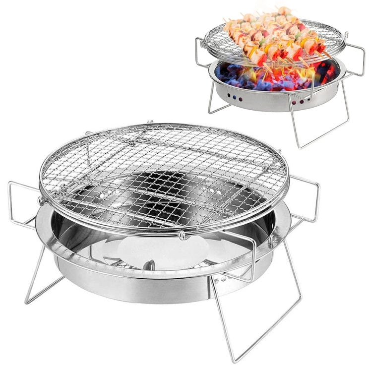 RG_011 Outdoor Round Folding Stainless Steel Barbecue Grill, Size: Reluova