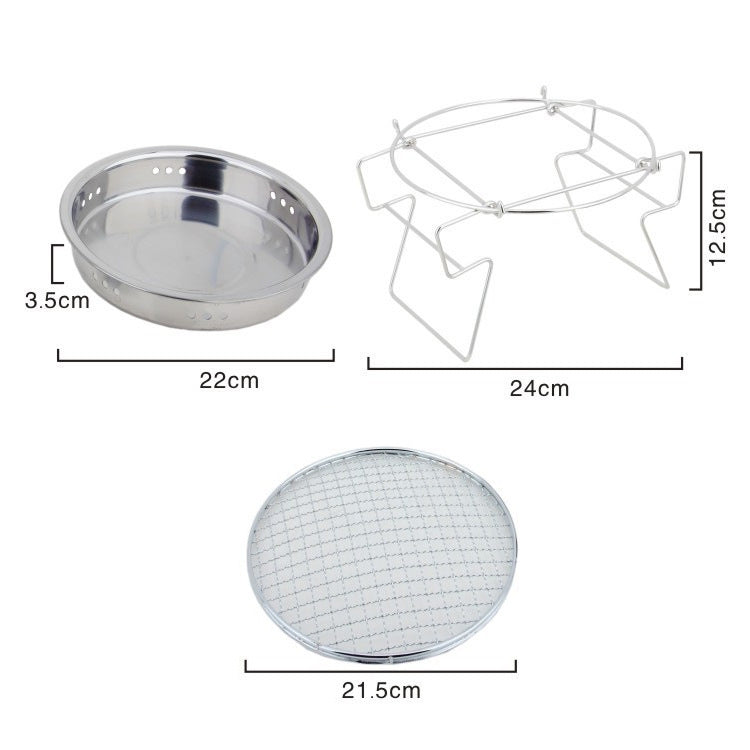 RG_011 Outdoor Round Folding Stainless Steel Barbecue Grill, Size: Reluova