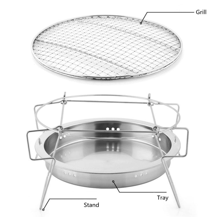 RG_011 Outdoor Round Folding Stainless Steel Barbecue Grill, Size: Reluova