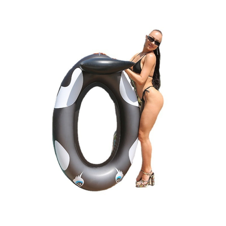 Inflatable Black Whale With Net Hammock Swimming Deck Chair With Backrest Floating Bed Reluova