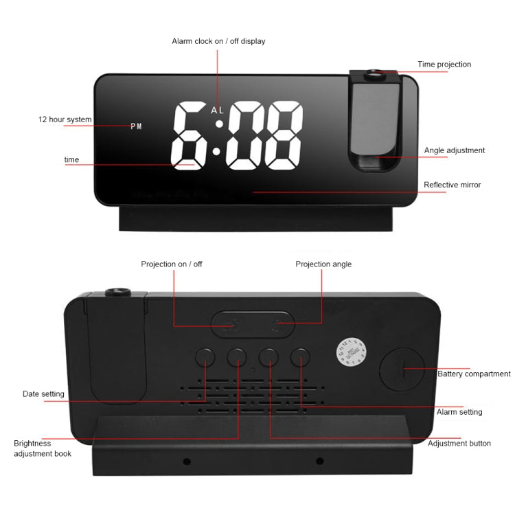 S282 Multifunctional Silent Electronic Digital Projection Clock My Store