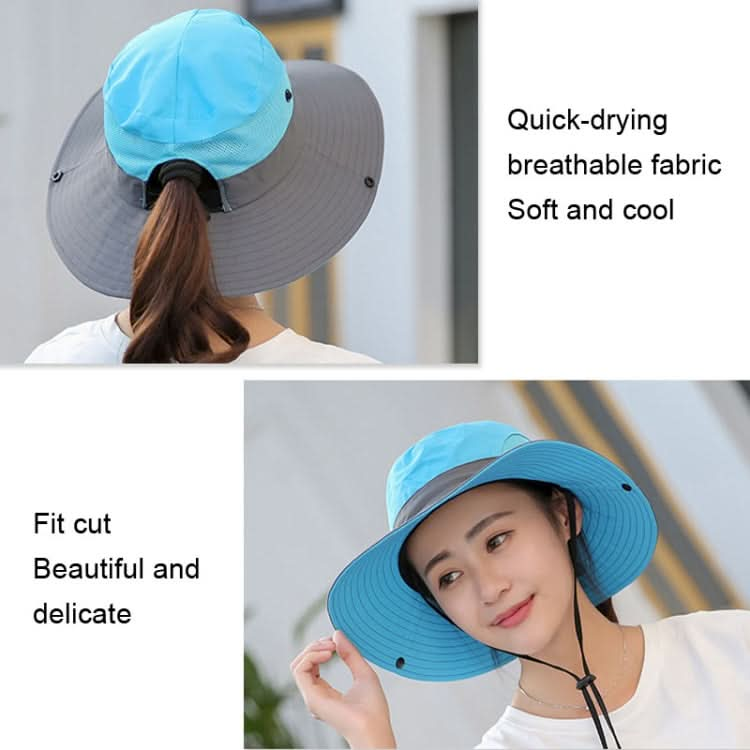 9002 Summer Women Outdoor Sun Hats Fisherman Hat With Ponytail Hole-Reluova