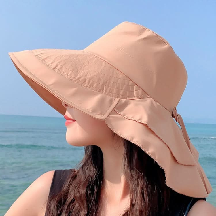 8062 Women Summer Neck Protection Sunscreen Hat Large Brim Fisherman Hat-Reluova