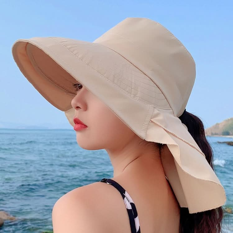 8062 Women Summer Neck Protection Sunscreen Hat Large Brim Fisherman Hat-Reluova