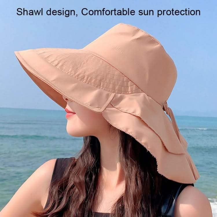 8062 Women Summer Neck Protection Sunscreen Hat Large Brim Fisherman Hat-Reluova