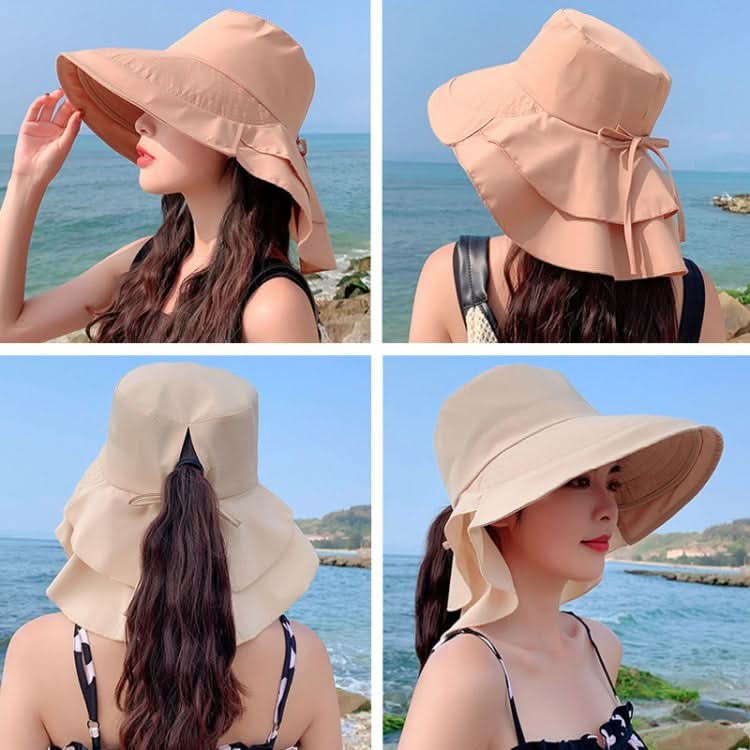 8062 Women Summer Neck Protection Sunscreen Hat Large Brim Fisherman Hat-Reluova