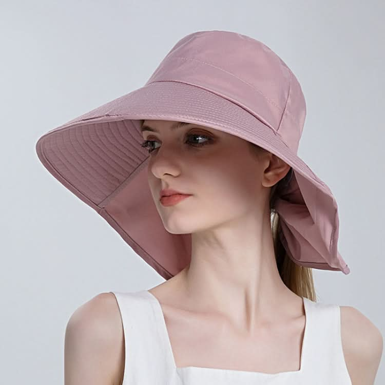 8112 Ladies Sunshade Large Brim Ponytail Bucket Hat-Reluova