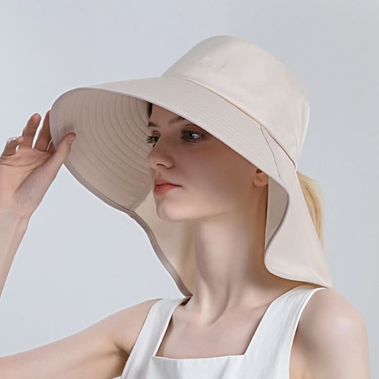 8112 Ladies Sunshade Large Brim Ponytail Bucket Hat-Reluova